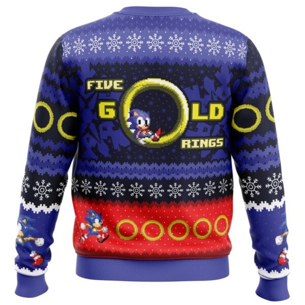 5 Gold Rings Sonic The Hedgehog Ugly Christmas Sweater