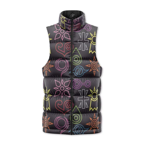 Crest Symbols Digimon Sleeveless Down Jacket