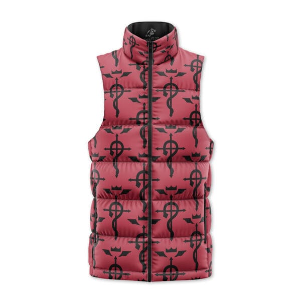 Flamels Cross Full Metal Alchemist Sleeveless Down Jacket