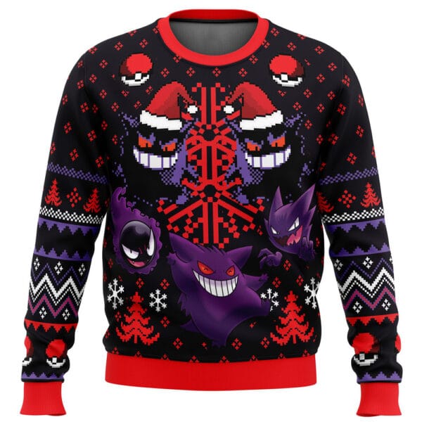 Ghosts Gengar Gastly Pokemon Ugly Christmas Sweater Ugly Christmas Sweater