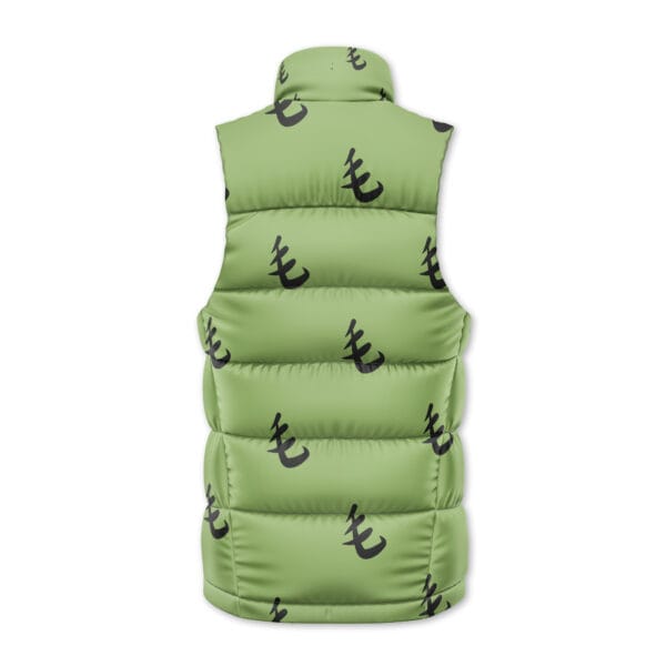 Anime Green Pattern Saitama One Punch Man Sleeveless Down Jacket Anime