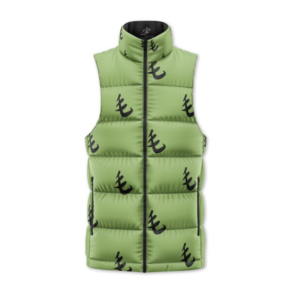 Anime Green Pattern Saitama One Punch Man Sleeveless Down Jacket Anime