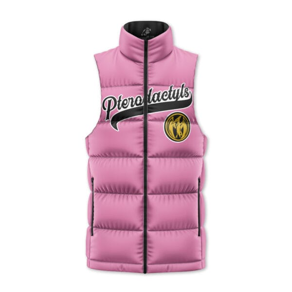 Pterodactyls Pink Power Rangers Sleeveless Down Jacket