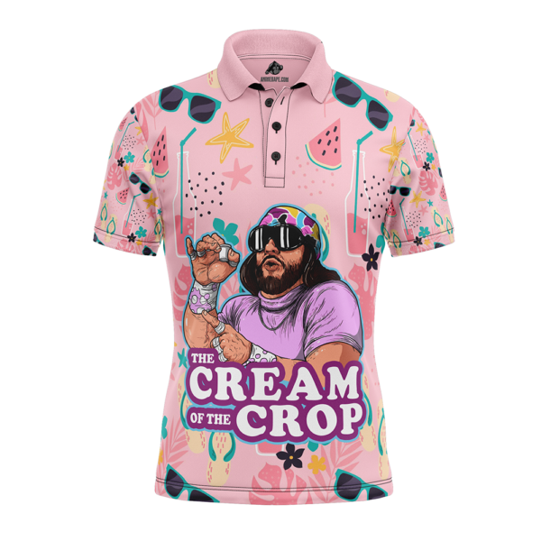 The Cream Of The Crop Pro Wrestling Pink Tropical Polo Shirt