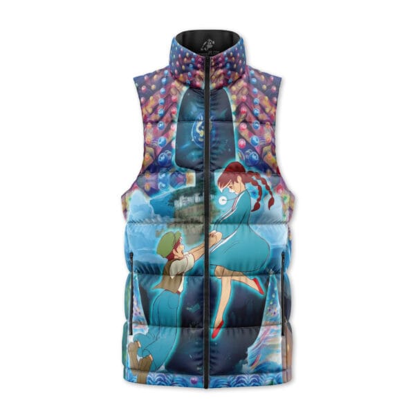 Trippy Castle In The Sky Studio Ghibli Sleeveless Down Jacket