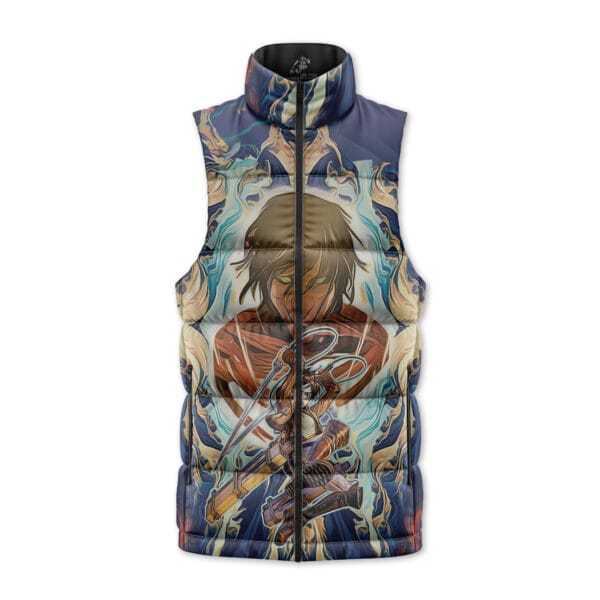 Trippy Eren Yeager Attack On Titan Sleeveless Down Jacket