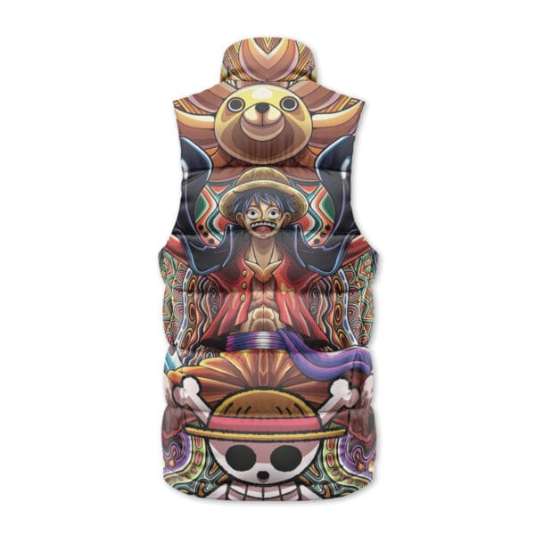 Trippy Monkey D Luffy One Piece Sleeveless Down Jacket