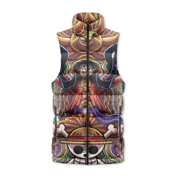 Trippy Monkey D Luffy One Piece Sleeveless Down Jacket