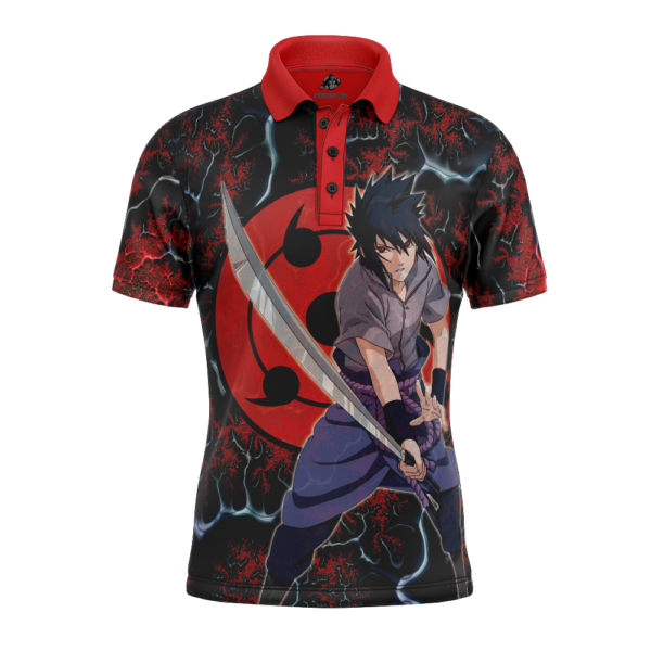 Anime Trippy Sasuke Uchiha Naruto Polo Goft Shirt Anime