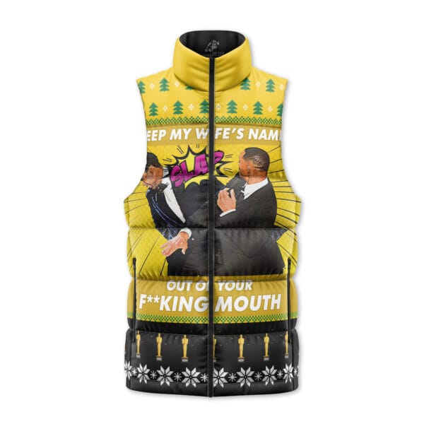 The Will Smith Slaps Chris Rock Meme Sleeveless Down Jacket