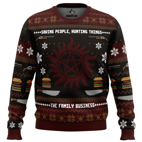 Winchester Christmas Supernatural Ugly Christmas Sweater Back