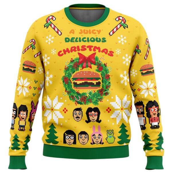 A Juicy Delicious Christmas Bobs Burgers Ugly Christmas Sweater