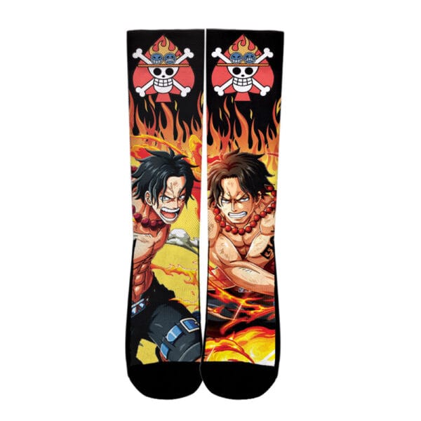 Ace Socks One Piece Custom Anime Socks Flames Style