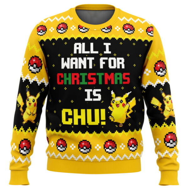 All I Want Picachu Pokemon Ugly Christmas Sweater