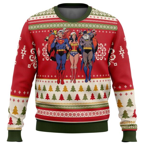 Batman Superman Wonder Woman Ugly Christmas Sweater