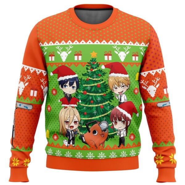 Anime Chibi Chainsaw Man Ugly Christmas Sweater