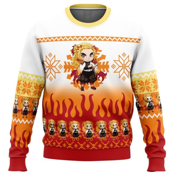 New Chibi Christmas Kyojuro Rengoku Demon Slayer Ugly Christmas Sweater