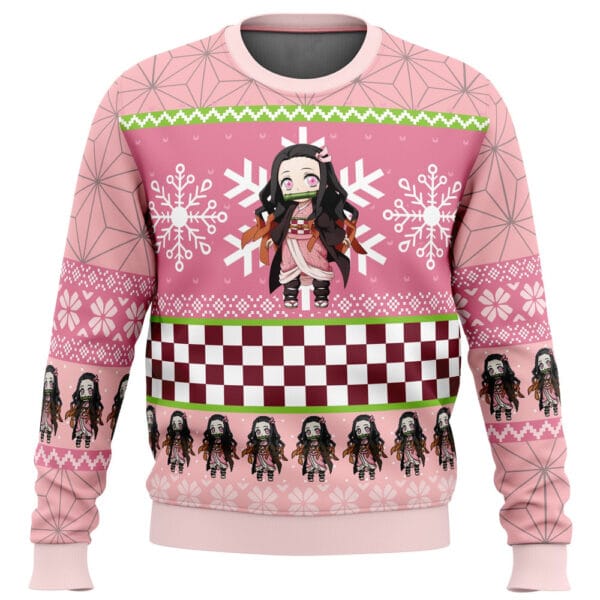 Anime Chibi Christmas Nezuko Kamado Demon Slayer Ugly Christmas Sweater