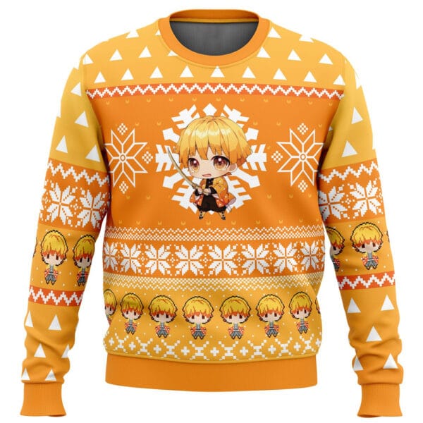 Anime Chibi Christmas Zenitsu Agatsuma Demon Slayer Ugly Christmas Sweater