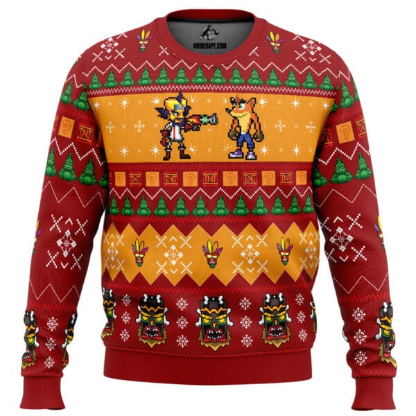 Crash And Doc Neo Crash Bandicoot Ugly Christmas Sweater