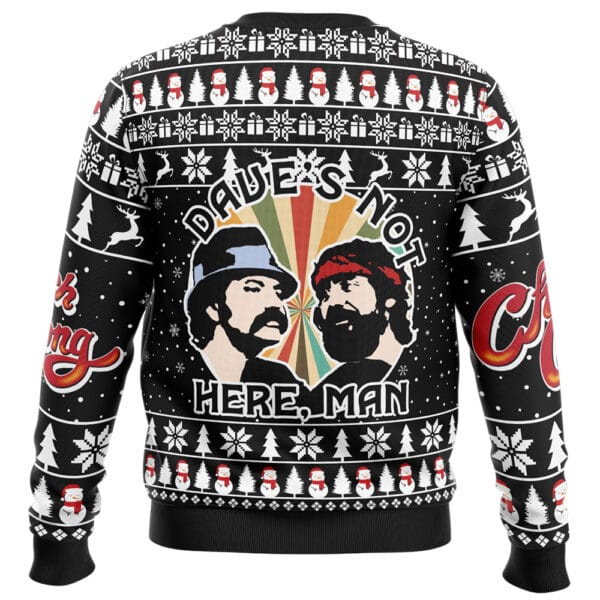 Daves Not Here Man Cheech And Chong Ugly Christmas Sweater