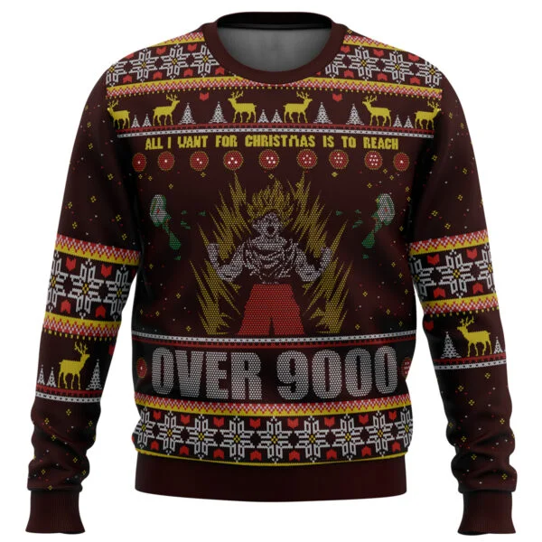 Dbz Goku Over 9000 Dragon Ball Z Ugly Christmas Sweater