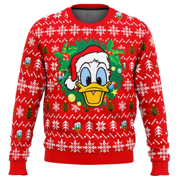 Donald Duck Christmas Head Ugly Christmas Sweater