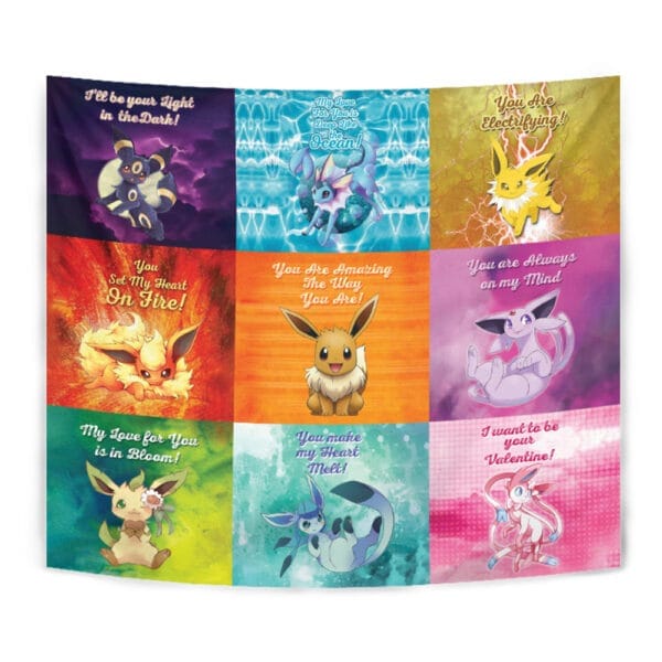 Eeveelutions Love Quotes Pokemon Tapestry