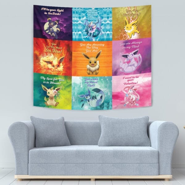 Eeveelutions Love Quotes Pokemon Tapestry