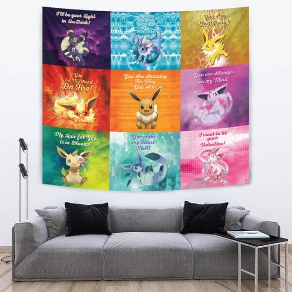 Eeveelutions Love Quotes Pokemon Tapestry