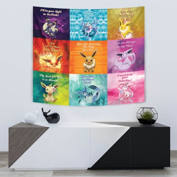 Eeveelutions Love Quotes Pokemon Tapestry