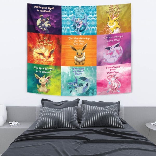 Eeveelutions Love Quotes Pokemon Tapestry