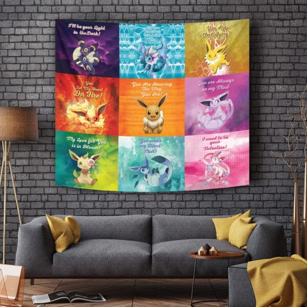 Eeveelutions Love Quotes Pokemon Tapestry