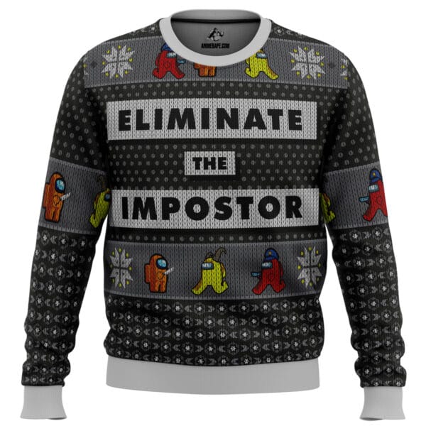 Eliminate The Impostor Among Us Ugly Christmas Sweater