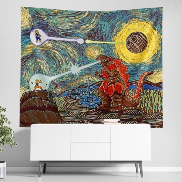 Epic Battle Dragonball Z Starry Night Tapestry