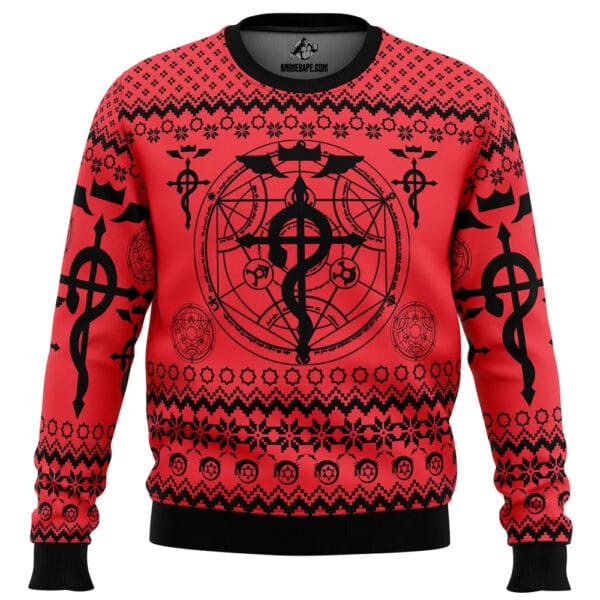 Flamels Cross X Transmutation Circle Full Metal Alchemist Ugly Christmas Sweater