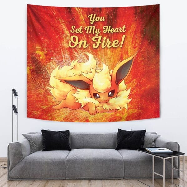 Flareon On Fire Pokemon Tapestry