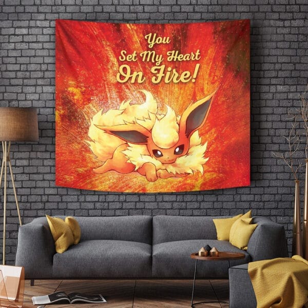 Flareon On Fire Pokemon Tapestry