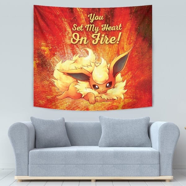 Flareon On Fire Pokemon Tapestry