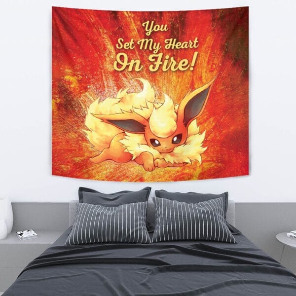 Flareon On Fire Pokemon Tapestry