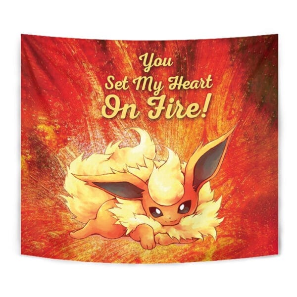 Flareon On Fire Pokemon Tapestry