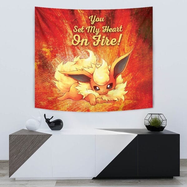 Flareon On Fire Pokemon Tapestry