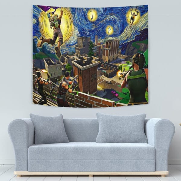 Fortnite Starry Night Tilted Towers Tapestry