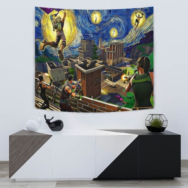 Fortnite Starry Night Tilted Towers Tapestry