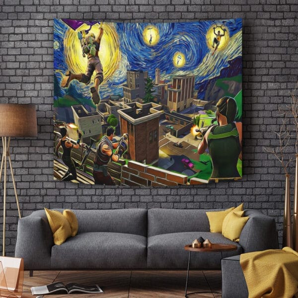 Fortnite Starry Night Tilted Towers Tapestry