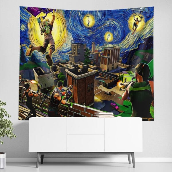 Fortnite Starry Night Tilted Towers Tapestry