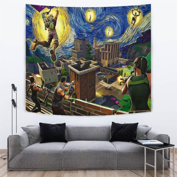 Fortnite Starry Night Tilted Towers Tapestry