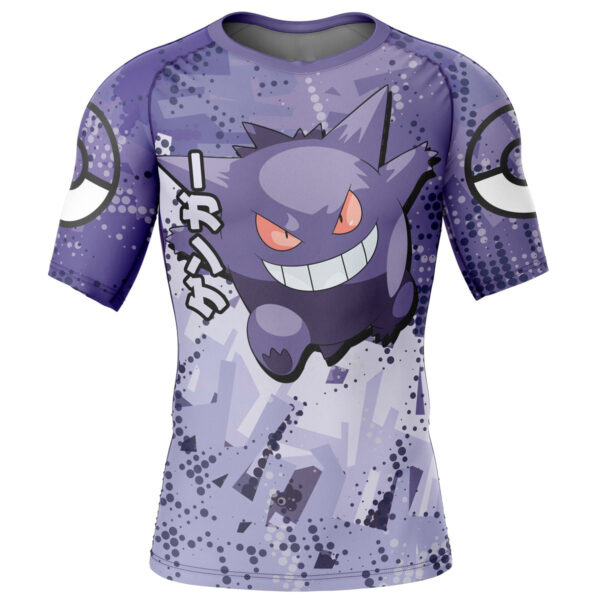 Gengar V2 Pokemon Short Sleeve Rash Guard Compression Shirt