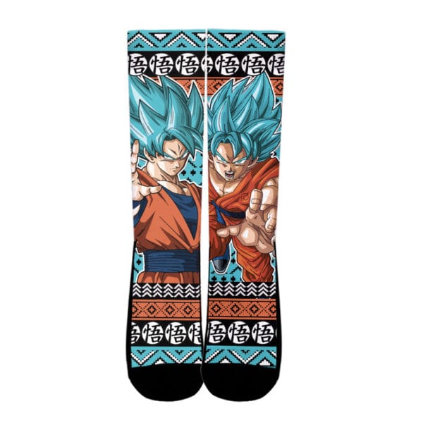 Goku Blue Socks Dragon Ball Custom Ugly Christmas Anime Socks