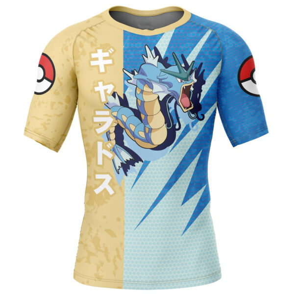 Gyarados Attack Pokemon Short Sleeve Rash Guard Compression Shirt